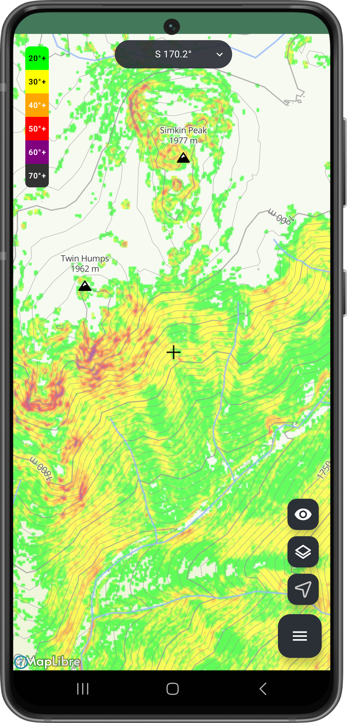map screenshot slope angle color-relief